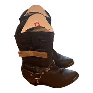New Dingo Womens Olivia Cowgirl Ankle Boots Black Size 8.5